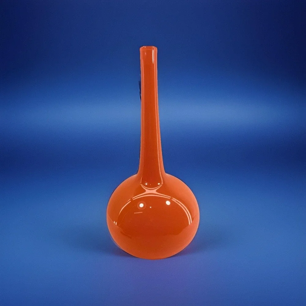 Katrina Hude 1996 Orange Studio Art Glass Vase 20″‎ Signed Blown Glass